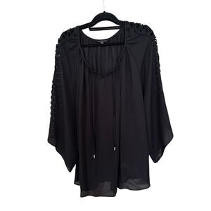 Zac and Rachel Peasant Black Blouse Plus Size 3X